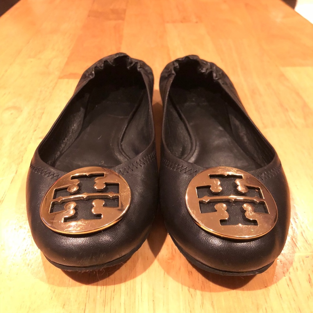 Must Go! Black and Gold Tory Burch Reva Flats